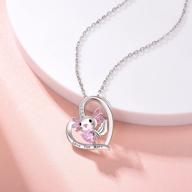 Collier Pendentif Axolotl Mignon - Alliage Avec Cristaux - Chaîne 50cm - Cadeau Tendance Pour Ados - 7