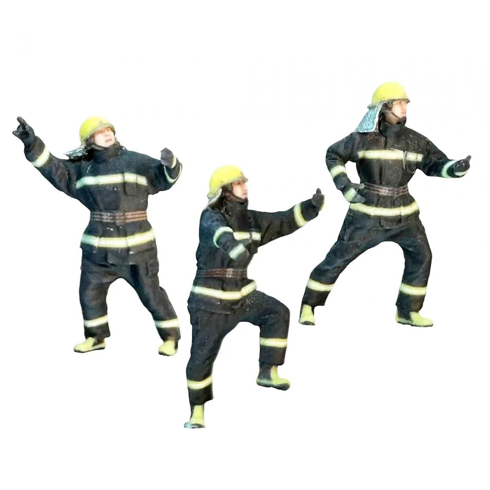 1/64 Diorama Figure Realistic Painted Firemen Playset for Street Dollhouse Accessories Railway Collections Model Building Kits