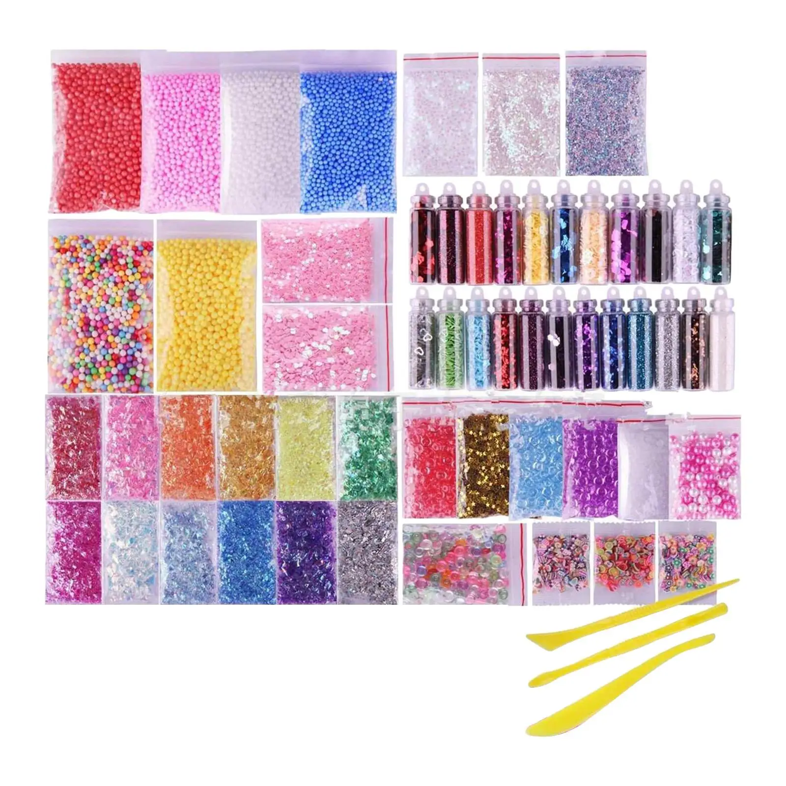 Multicoloured  Making Supplies , Foam Balls, Fishbowl Beads, Glitter, Sequins, Shells, Fruit Slices,   for Kids girls and boys