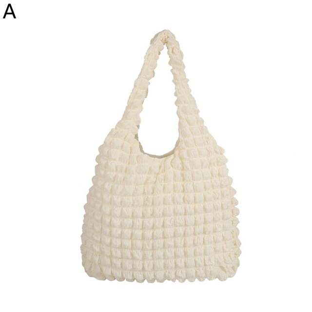 Niche Mini Pleated Satchel Bag, Quilted Satchel Bag, Solid Color Zipper  Storage Cloud Bubble Bag - Temu