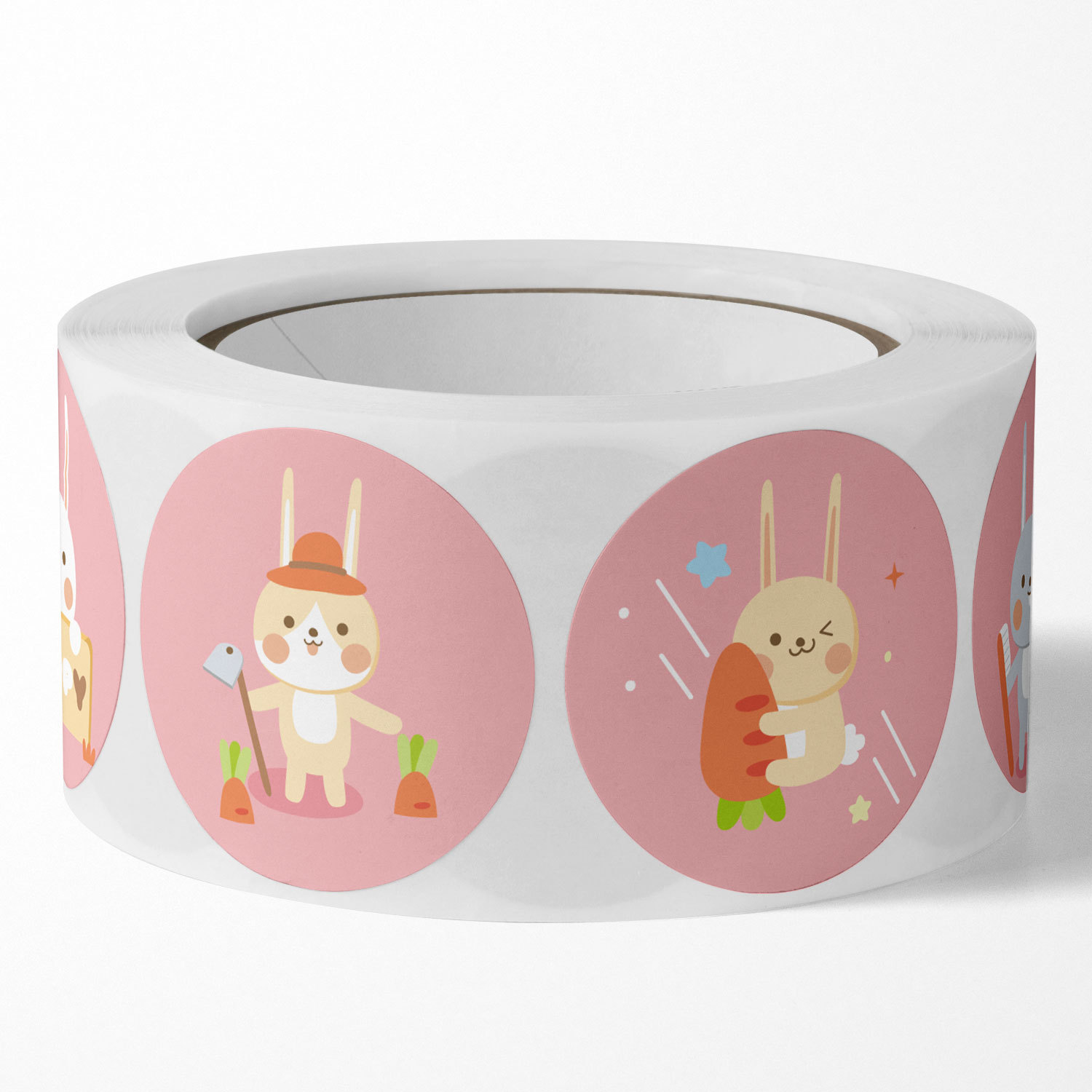 100–500 Stück runde, niedliche Tier-Aufkleber mit rosa Kaninchen, Party-Aufkleber, selbstklebend, DIY-Siegelaufkleber, dekorative Aufkleber für Album, Tagebuch, Cartoon-Etiketten, Dekor – Detail 5