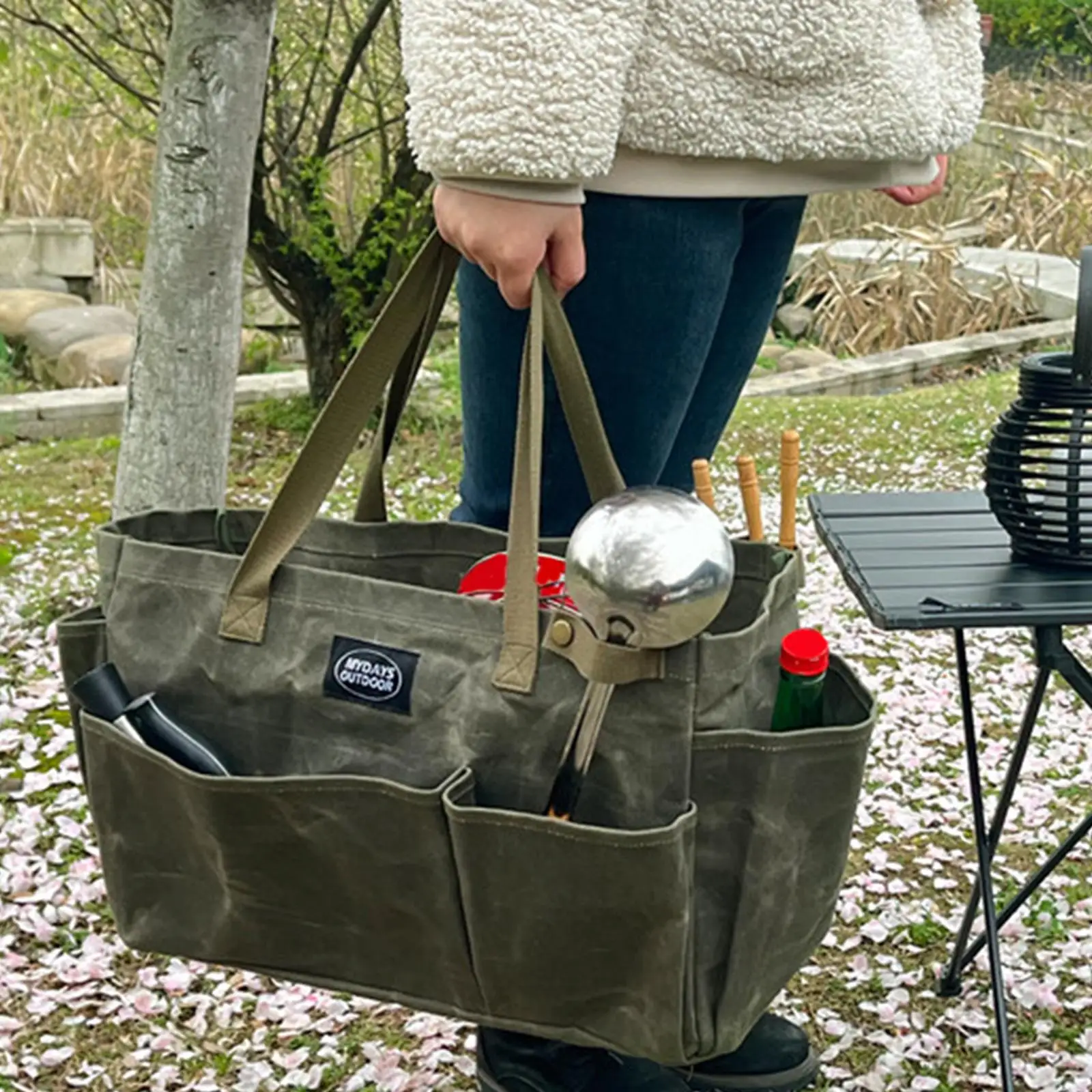 Camping Storage Bag Waterproof Basket Wear Resistant with Carry Handle Travel