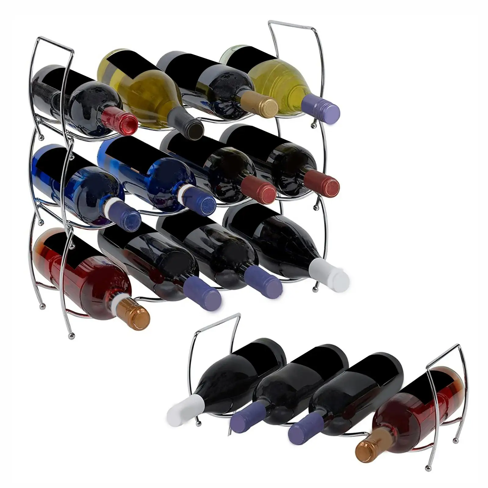 Iron Wine Rack European Style Stacked Creative Three Tier Wine Bottle Holder bar Basement Gift Wine Cellar Countertop