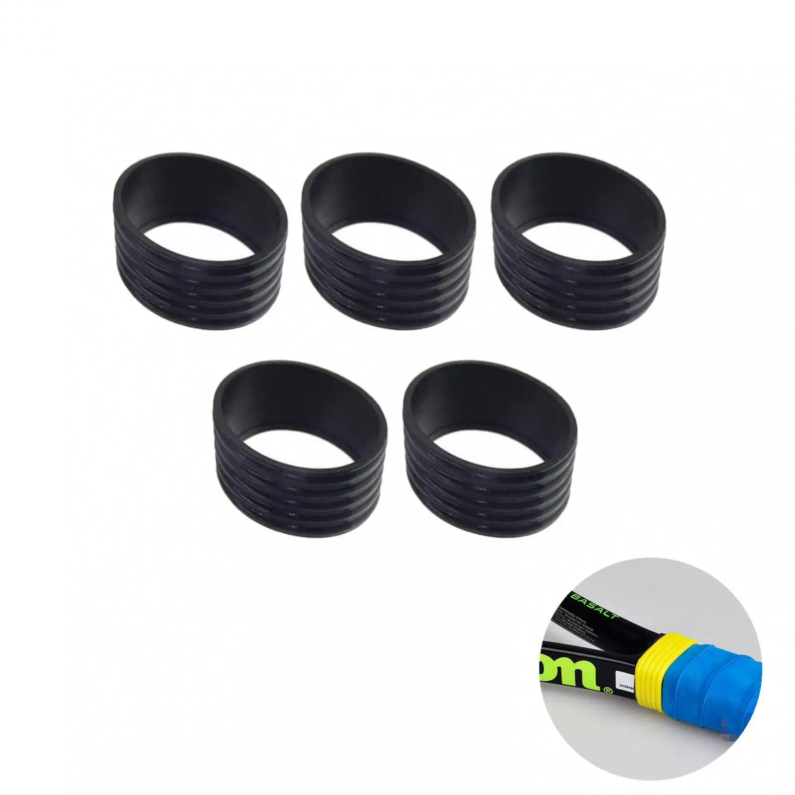 5x Rubber Grip Bands for Tennis Racquet, Squash Racket, Fishing Pole - to Hold