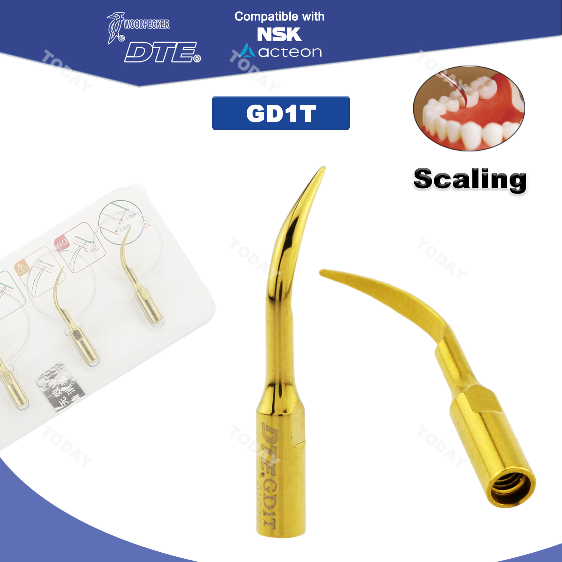 Best of Woodpecker DTE Dental Ultrasonic Scaler Tips Scaling Tips Golden GD1T Fit NSK SATELEC Scaler Handpiece 5pcs Reviews & Tips