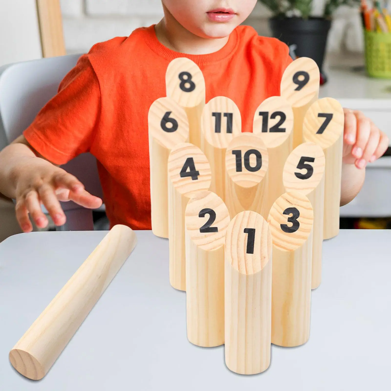 Wood Toss Game Scatter Children Gift Family Children Numbered Block Set Skittle Game for Indoor Outdoor garden Playground