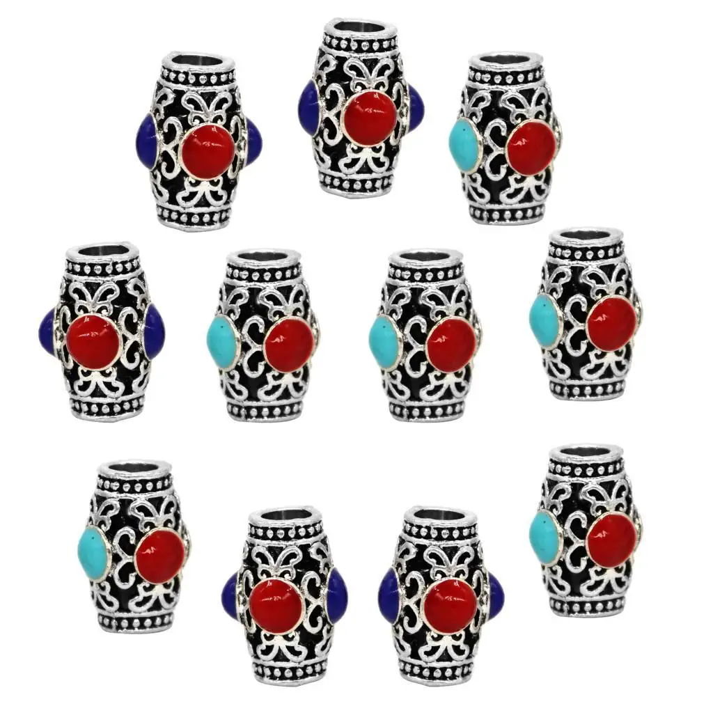 10 Pack  Alloy Dread Locks Beads, Hair Braiding Spacer Loose Beads DIY Jewelry, Fashion  Style