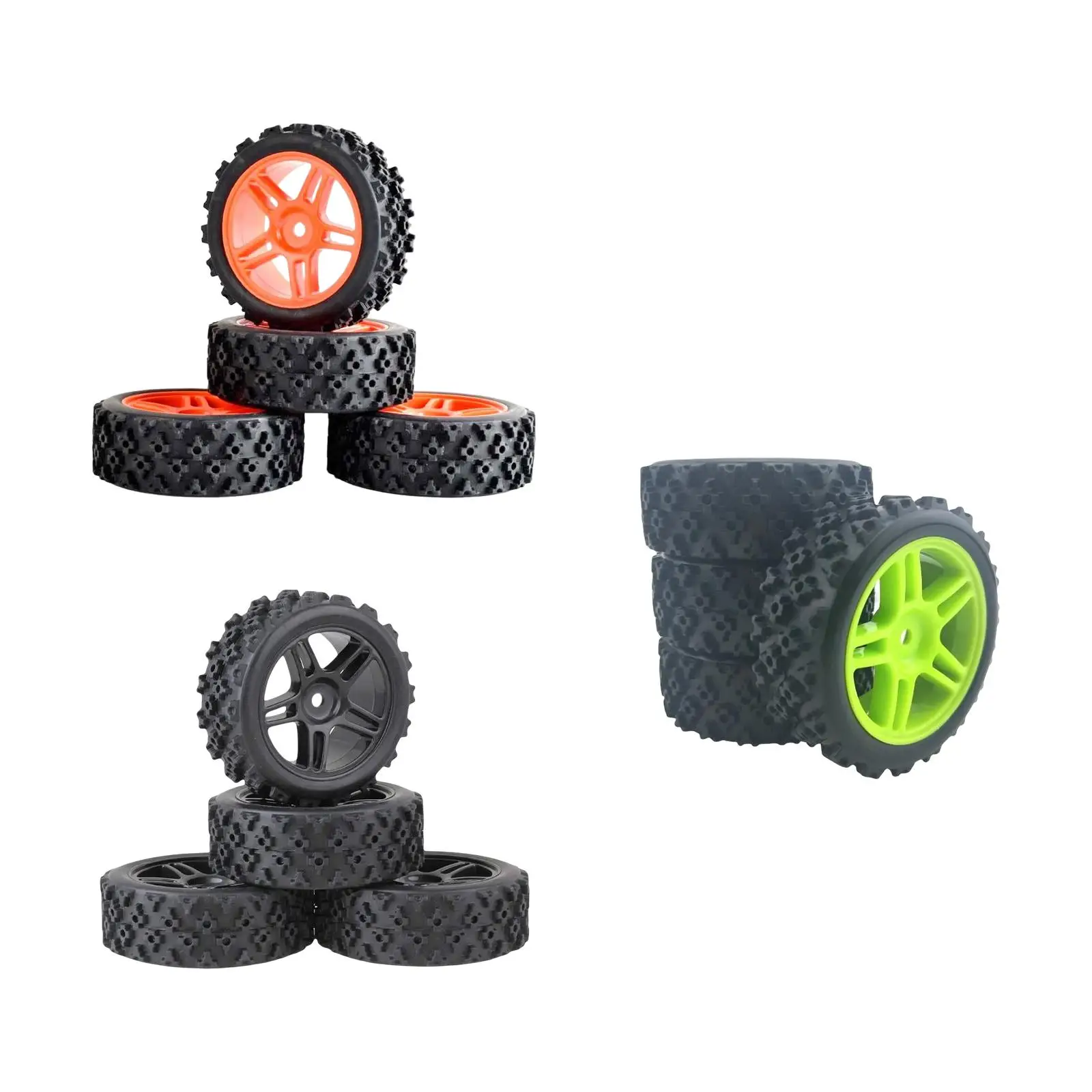 4x RC Rubber Wheels & Tires Durable Replacement for Wltoys 144001 124018 124019 Buggy Parts Remote Control Vehicle Hobby Model