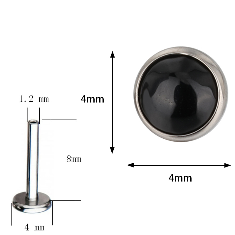 Astm f136 titan pierc kreisförmige ohr lippen stecker mit naturstein platte labret zungen nasen stecker ohrringe körper piercing schmuck – Detail 14