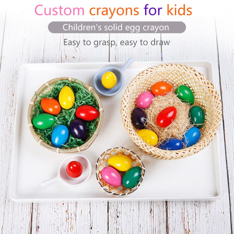 9 Cor Solid Egg Forma Crayons Não