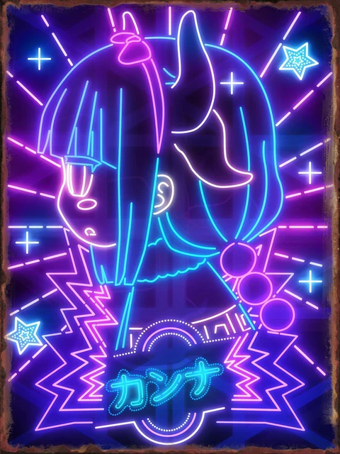 Metal Poster Displate Cat Girl Blue Neon Anime  With Magnet Mounting  System Included - Neon Anime