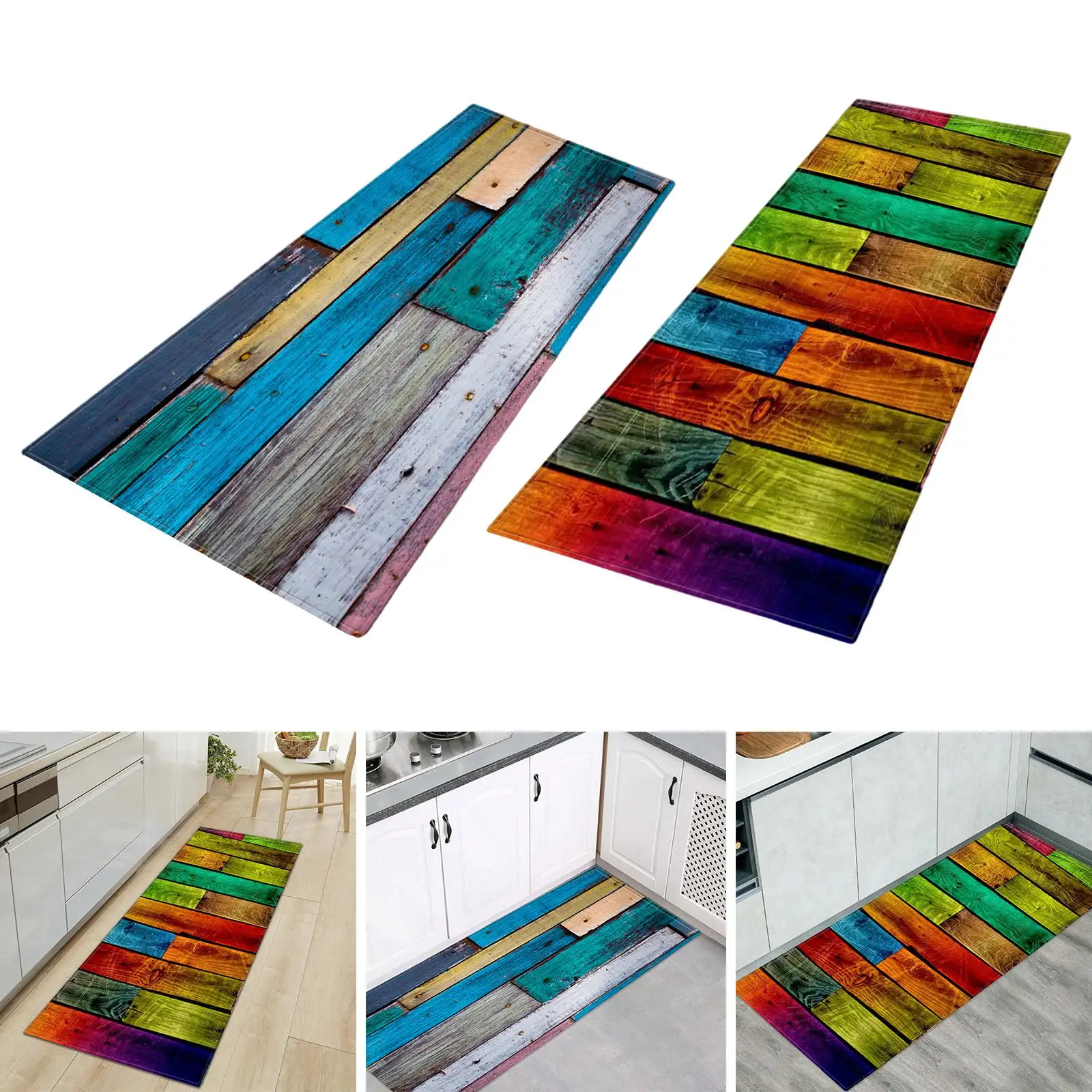 Rustic Area Rug Rectangle 23.62x70.87inch Accent Area Runner Anti Skid Polyester Fiber for Hotel Entryway Dorm Machine Washable