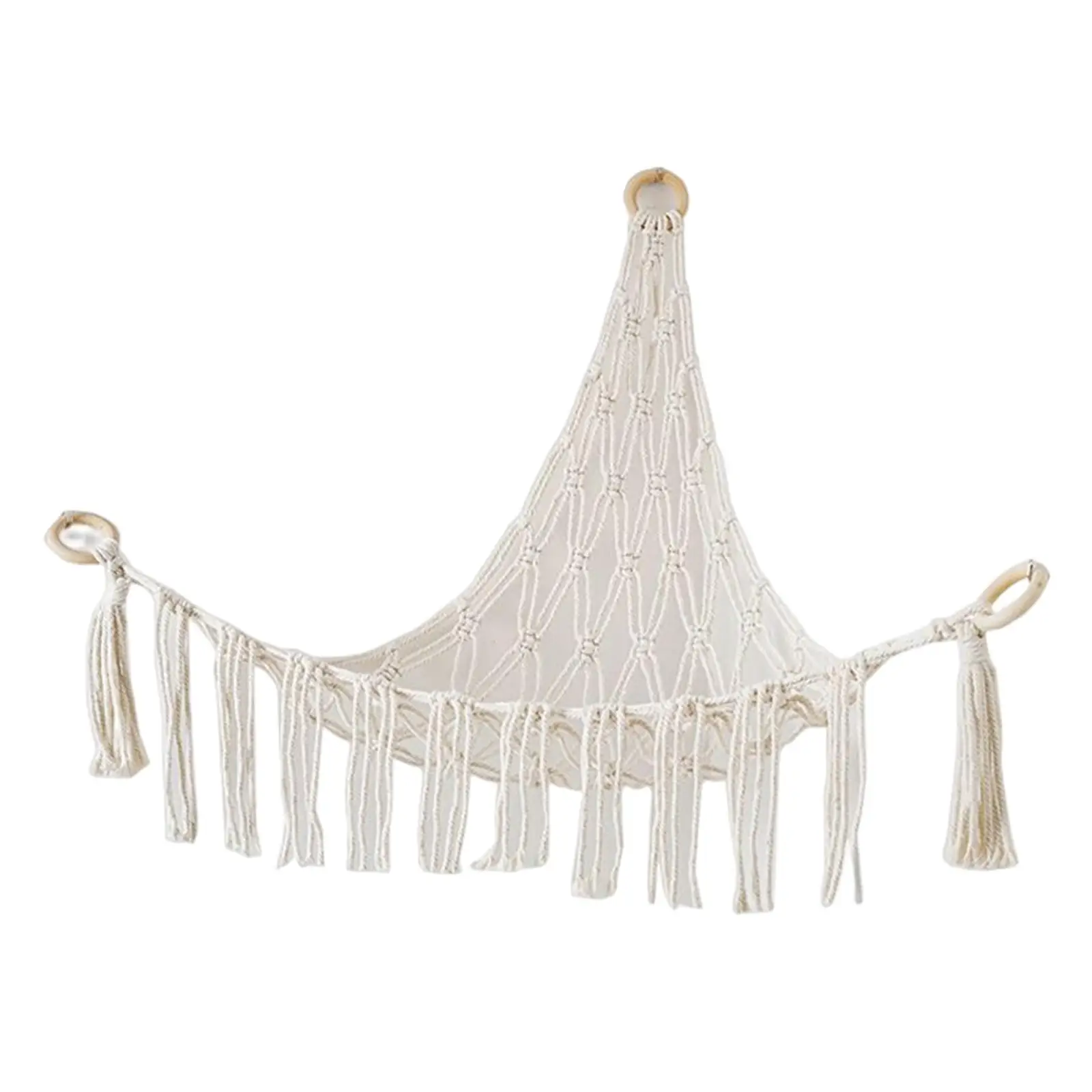 Boho Toy Hammock with Tassels Display Holder Soft with Hook Stuffed Toy Storage Net for Bedroom Home Decoration Birthday Gift