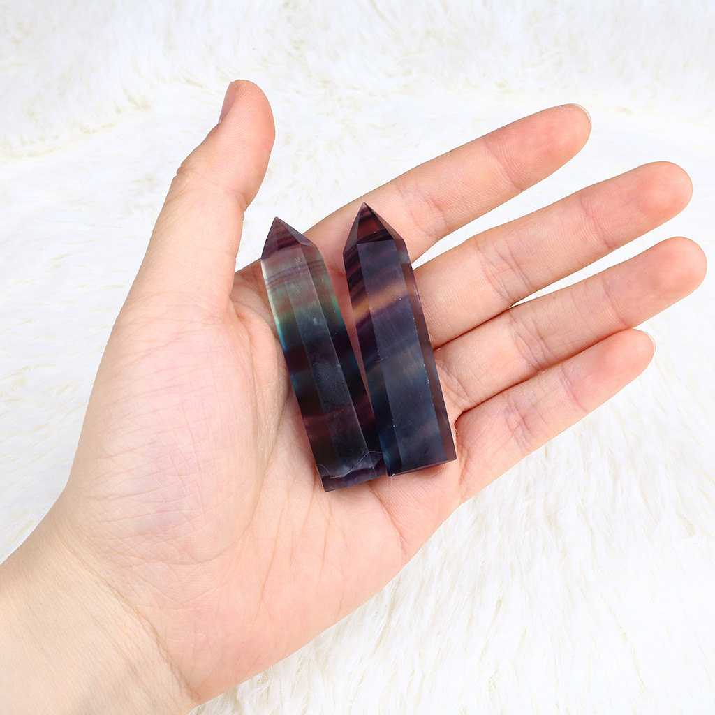 Natural Fluorite Crystal Colorful Striped Fluorite 4-7CM Quartz Crystal Stone Point Healing Hexagonal Wand Treatment Stone 17 Sa044a3151b254643bb7a953f3f80ba21a