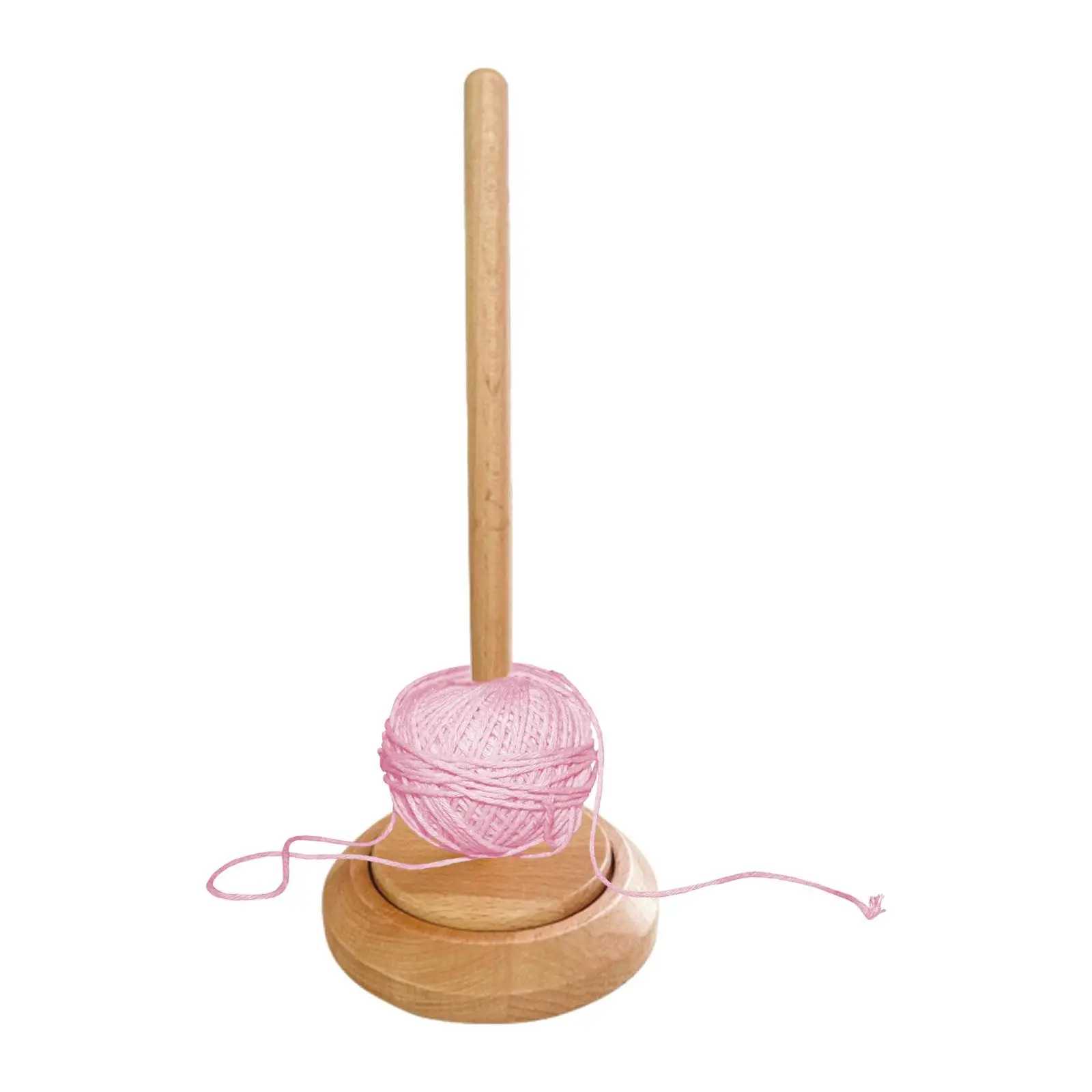 Solid Wood Yarn Ball Holder Gift Handmade Wooden Crochet Accessory Rotatable Wool String Dispenser for Mother Wife Sister