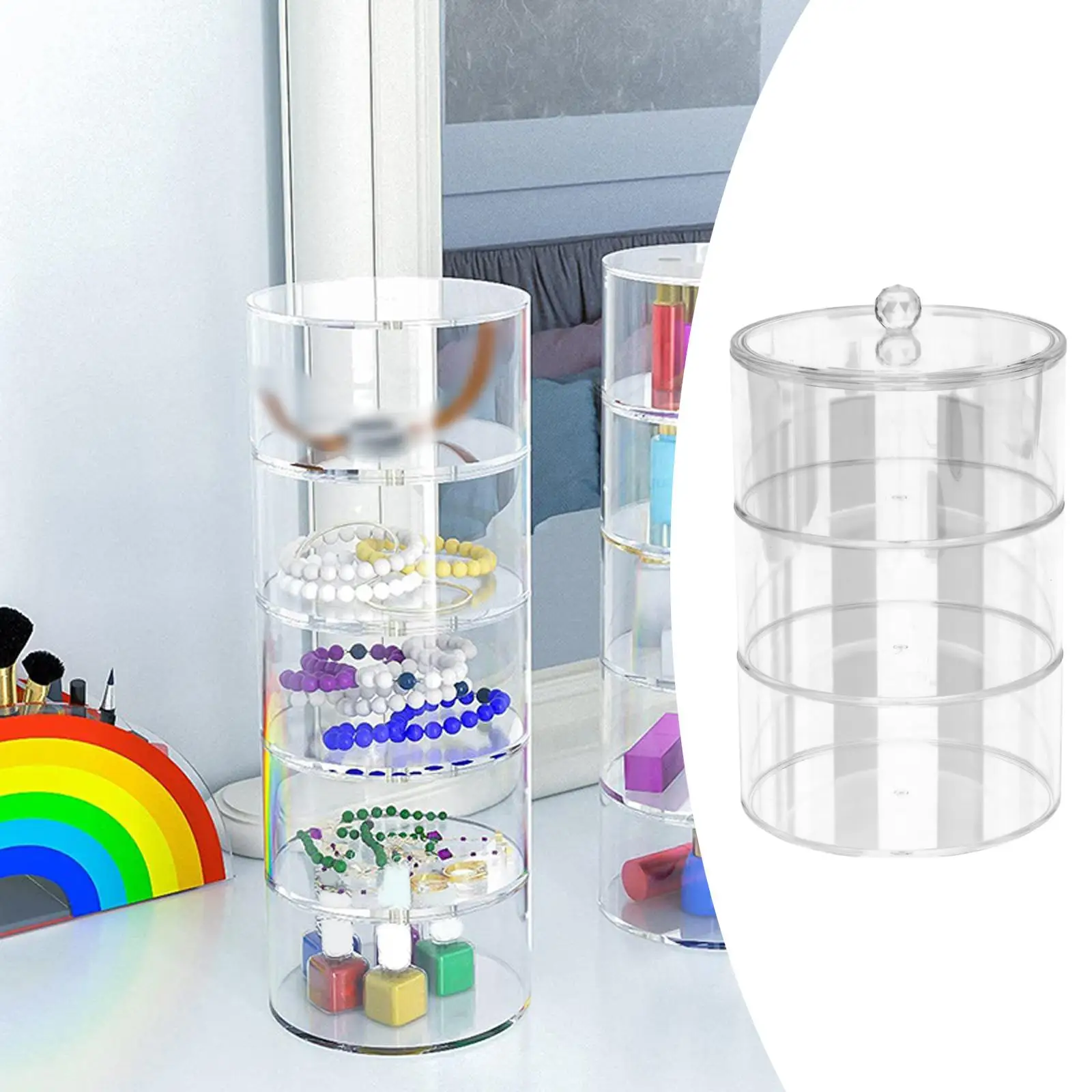 Showcase Multi Functional Stackable Clear Dustproof Cylindrical Belt Storage Box Acrylic Organizer Box for Desktop Living Room