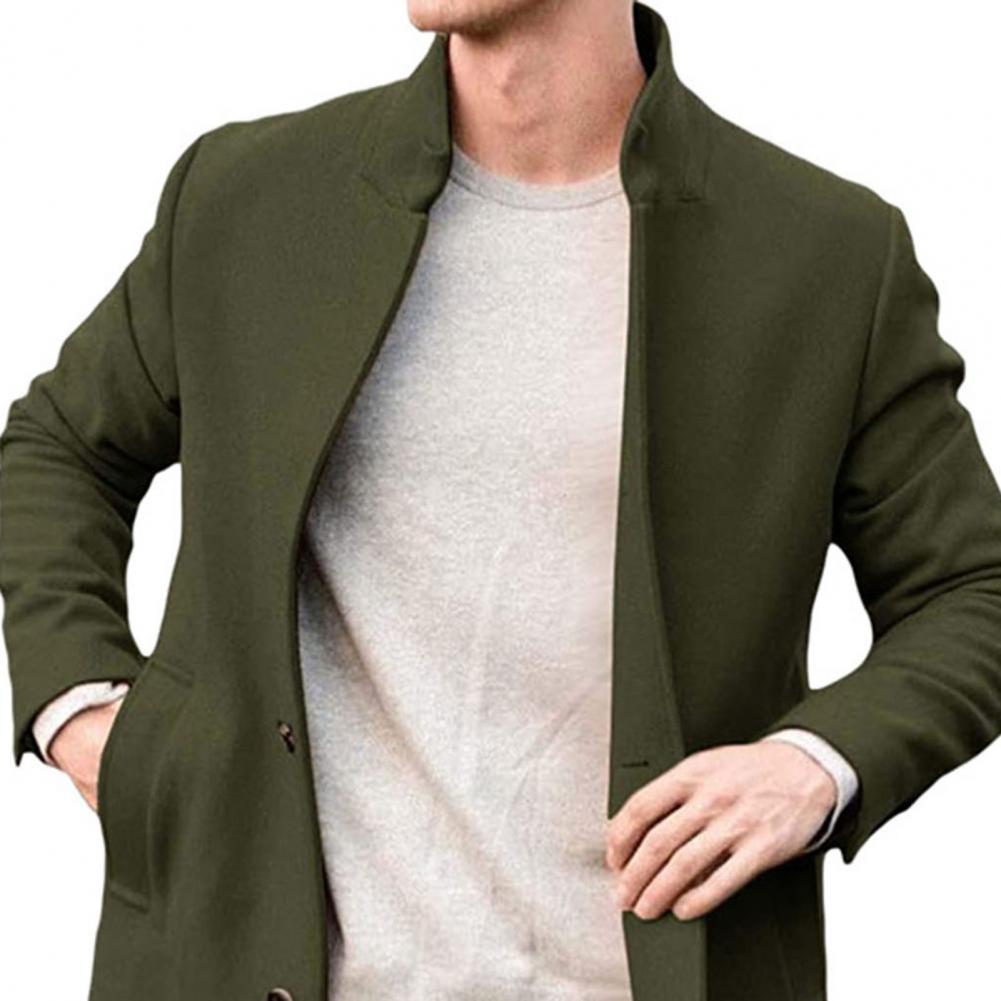 Description Picture 6 of itemCasual Pants Coat Solid Color Coat Classic Stand Collar Men's Winter Coat All-match Design Thickened Autumn Solid Color Fine