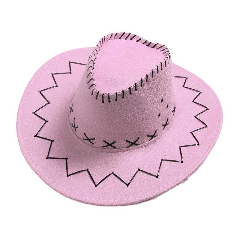 652F Vintage Western Cowboy Hat Suede Fabric Basin Hat Wide Brim Jazz Hat Outdoor Sun Protection for Hiking Camping Riding