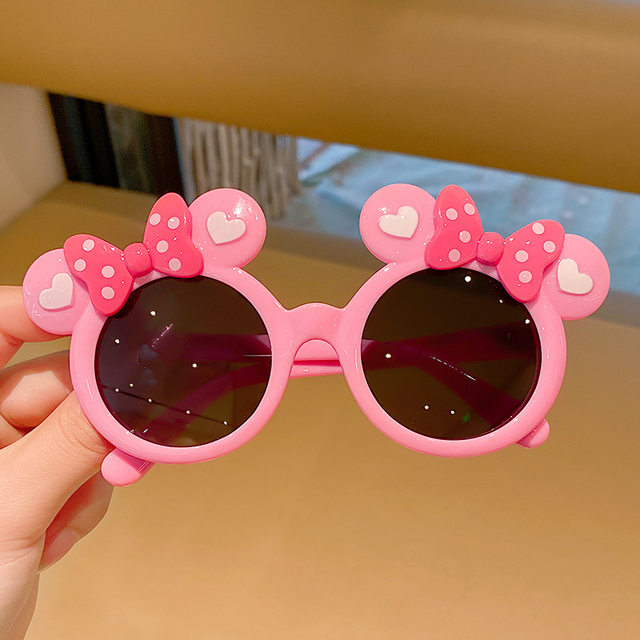 New Disney Anime Bow Mickey Mouse Sunglasses Kawaii Minnie Glasses  Children's Summer Sunshades Boys and Girls' Photography props