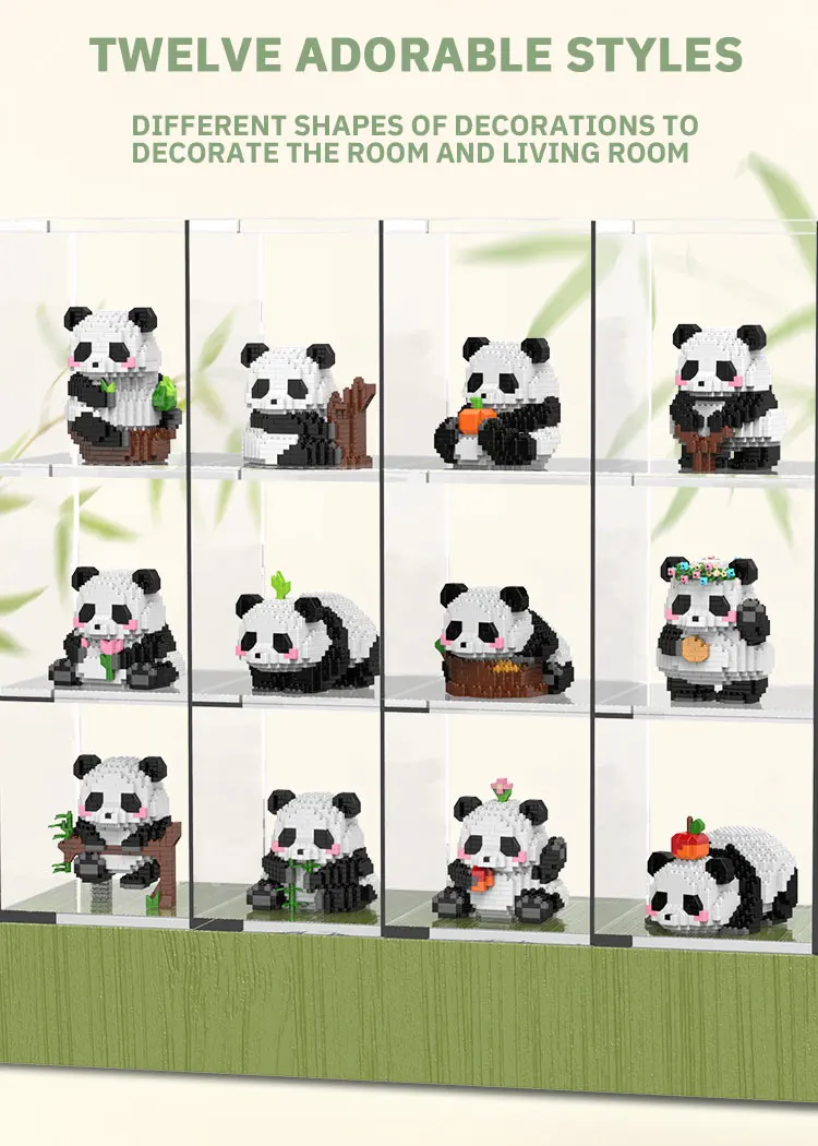 Kreative DIY monti erbare Tier niedlichen Mini chinesischen Stil Tier Panda Baustein pädagogischen Jungen Spielzeug für Kinder Modell Ziegel