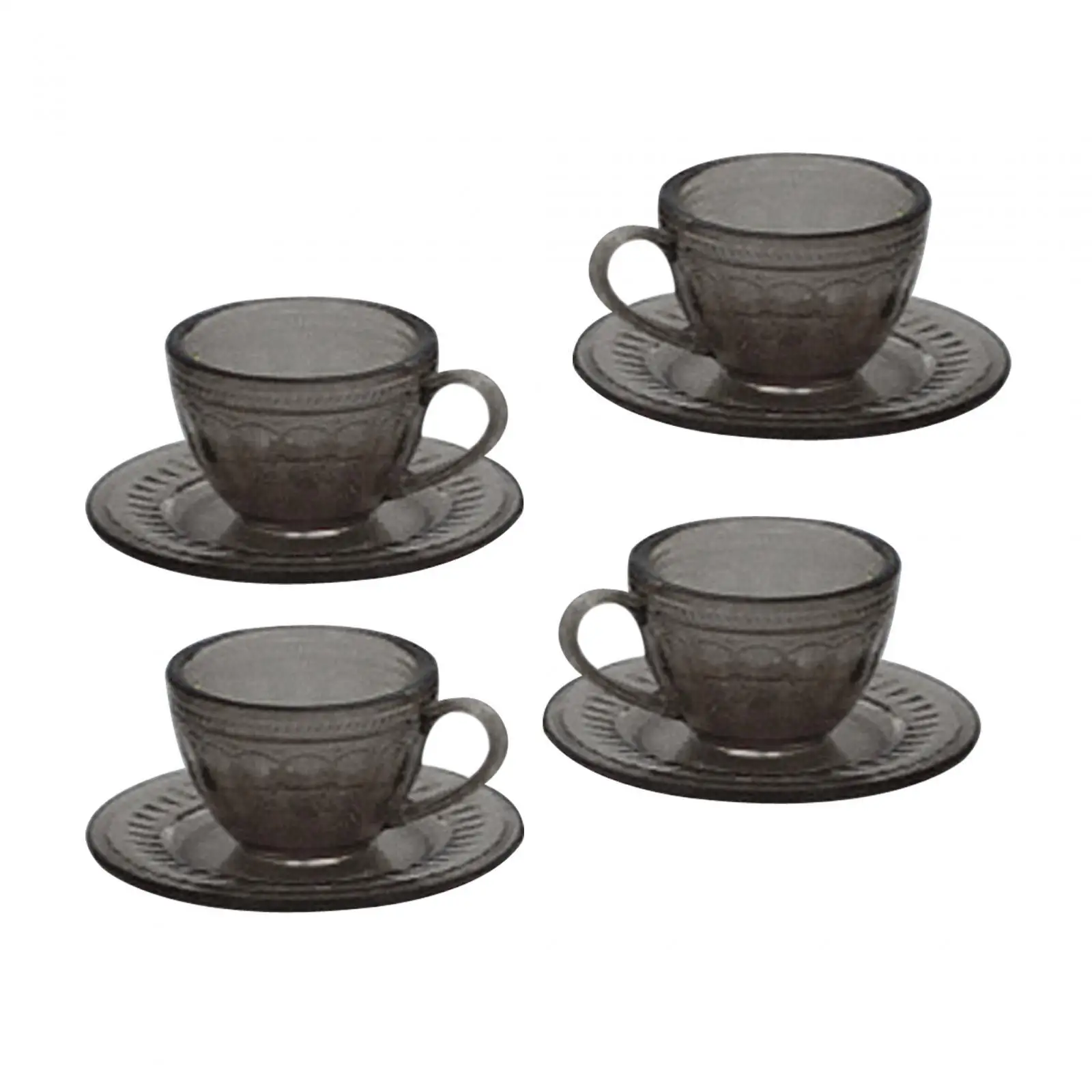4 Pieces Dollhouse Miniature Tea Water Cup Set Kitchen Accessories 1/6 Scale Mini Tableware for Kitchen Photo Props Accessories