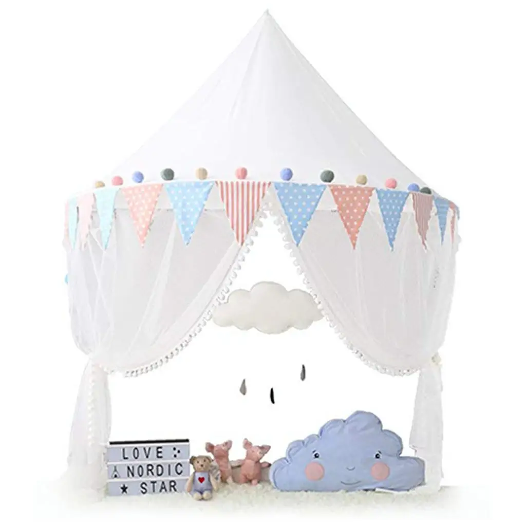 Children`s bed canopy with  net Hanging play tent reading corner small