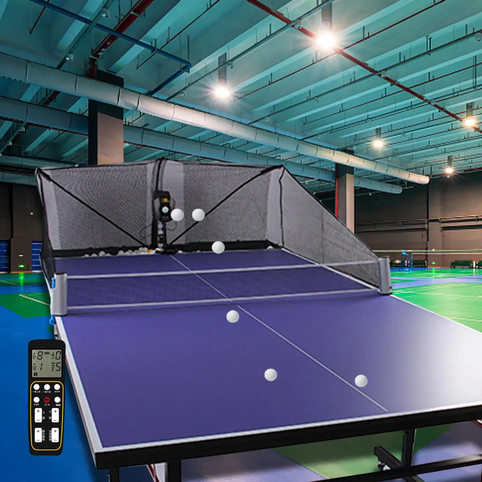 Table Tennis Ball Machine with Ball Collet Catching Net, Ping Pong Robot Trainer for Beginners Exercise
