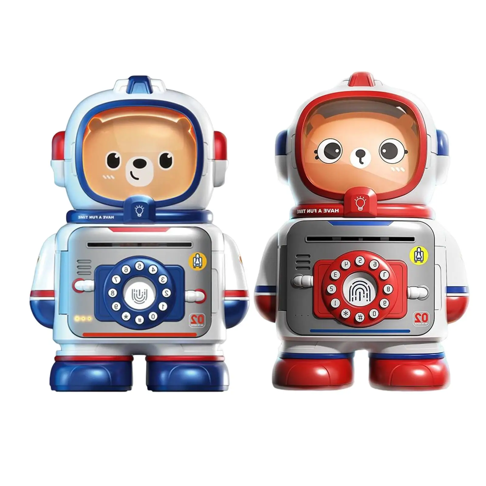 Novelty Astronaut Bear Piggy Bank with Code Lock Decor Automatic Roll Money Early Educational Money Box for Holiday Desktop