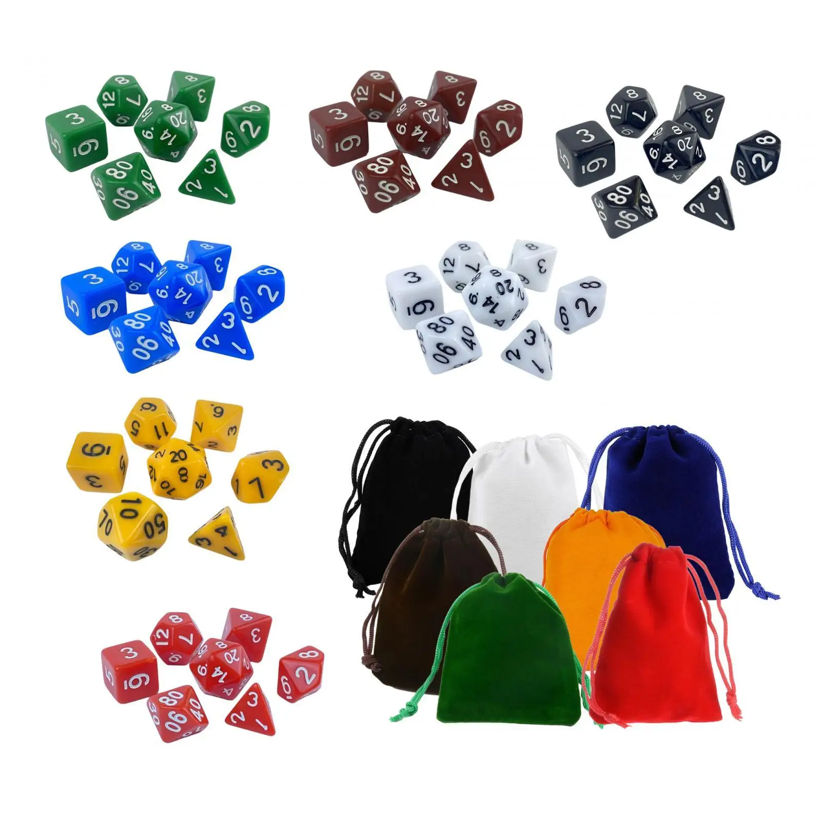 49Pcs Dice Set Party Favors Party Game Dices Entertainment Toys Multi Sided Game Dices for Party KTV Role Playing Game Card Game