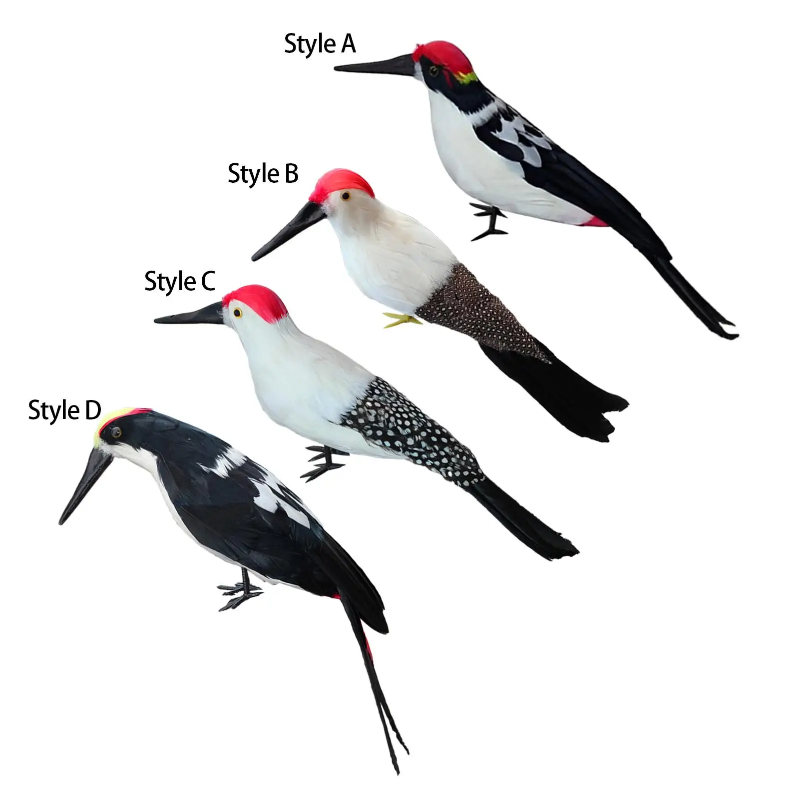 Simulation Woodpecker Handcrafted Faux Cute Scene Model Toys Artificial Feather Weatherproof Art Gift Statue Ornament Decorative