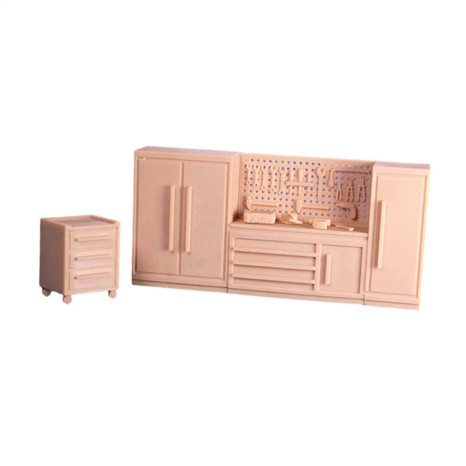 1/64 Cabinet Auto Repair Tool, Simulation Model Scene Accessories, Resin Tiny Model for DIY Sand Table, Garage Layout Model