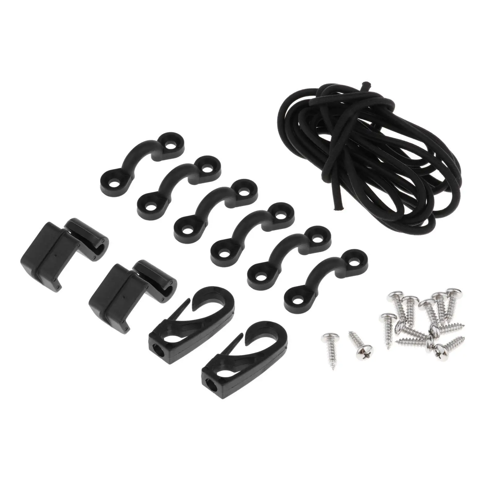 Deck Rigging Set Boat Canoes Kayak Rigging Boat Premium Kayak Accessories with 12 Screws Tie Down Pad Eye with Bungee Cord Hooks