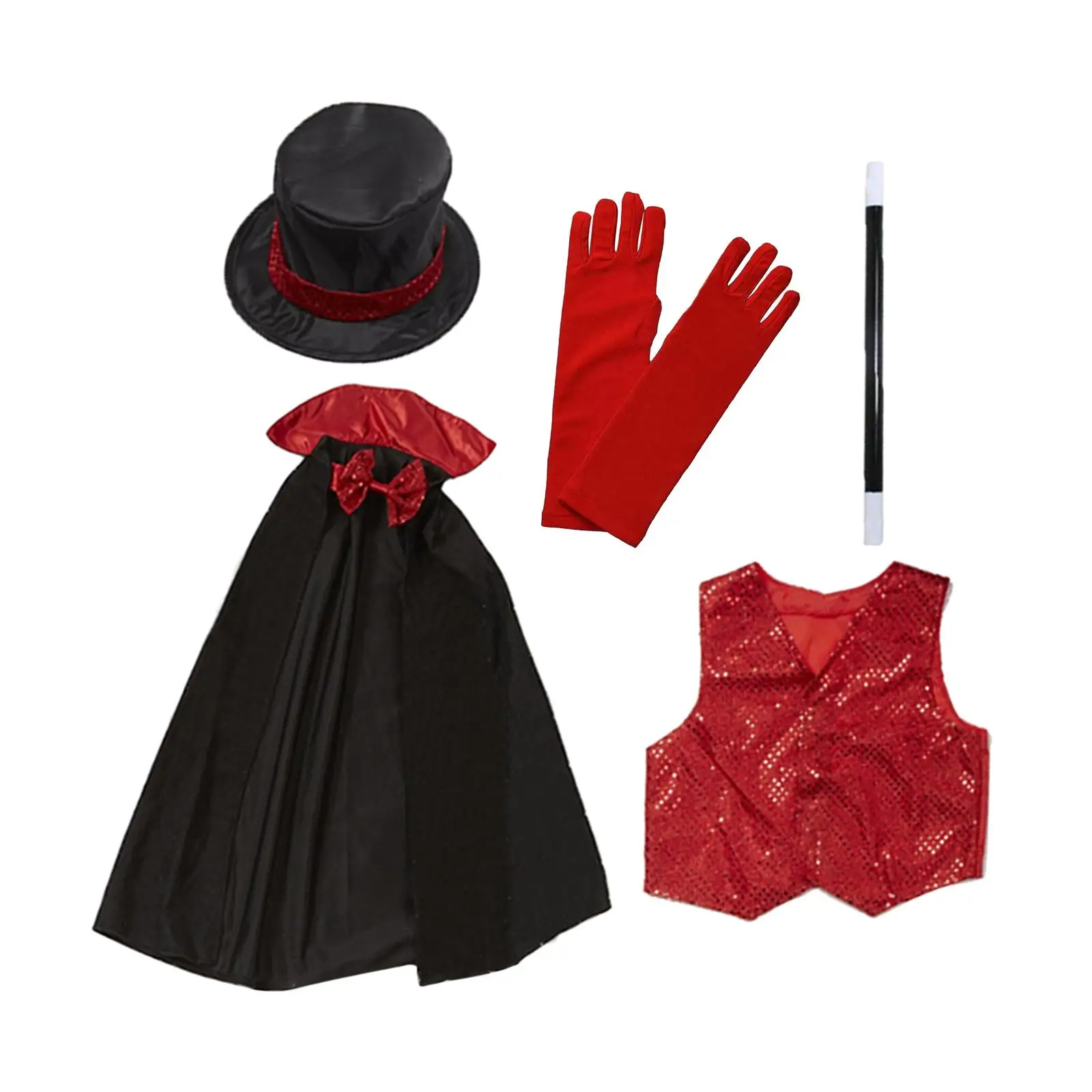 Magician Role party Cloak Cosplay Costume Dance Costume Set Stage Performance Magician Accessory Set for Christmas Kids
