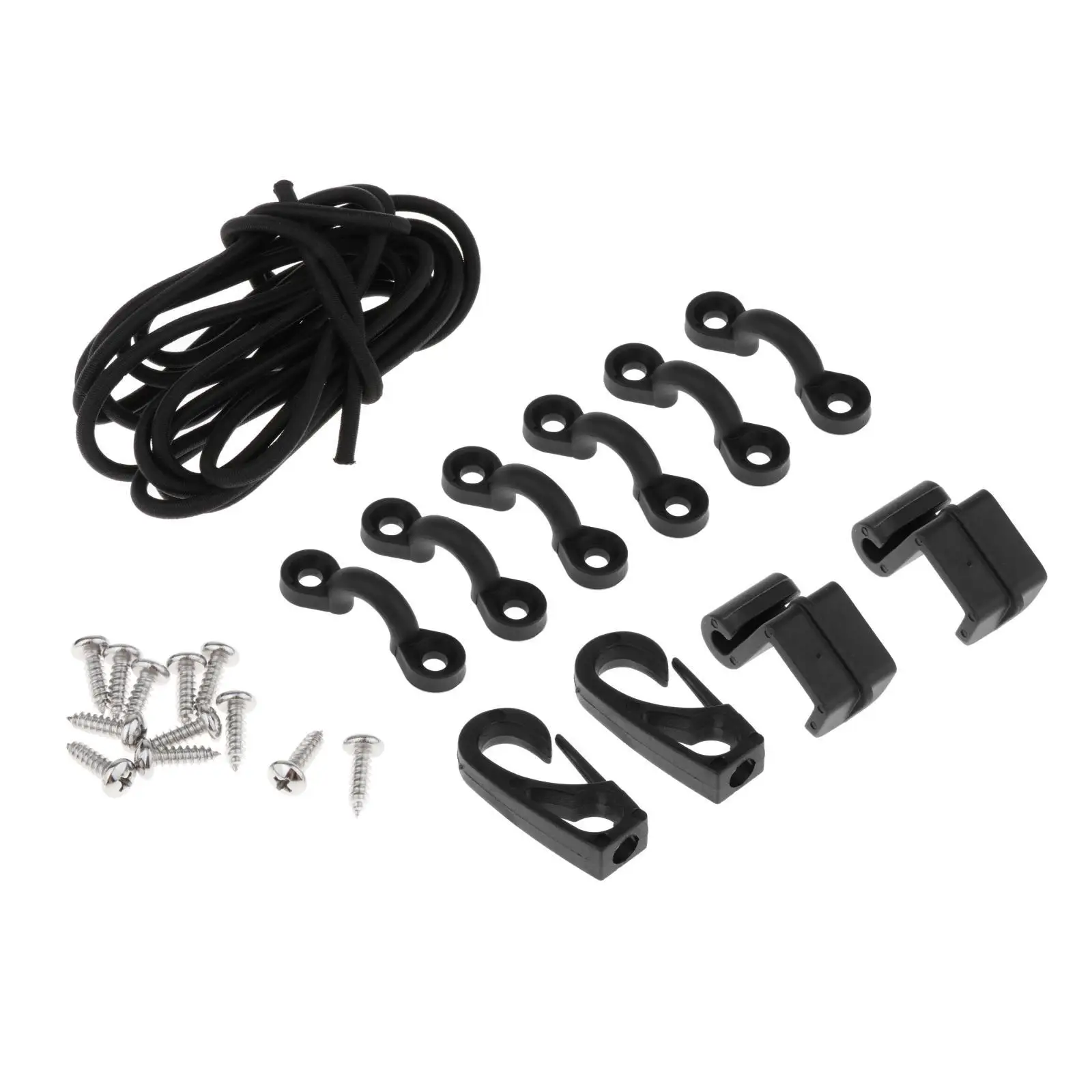 Deck Rigging Set Boat Canoes Kayak Rigging Boat Premium Kayak Accessories with 12 Screws Tie Down Pad Eye with Bungee Cord Hooks