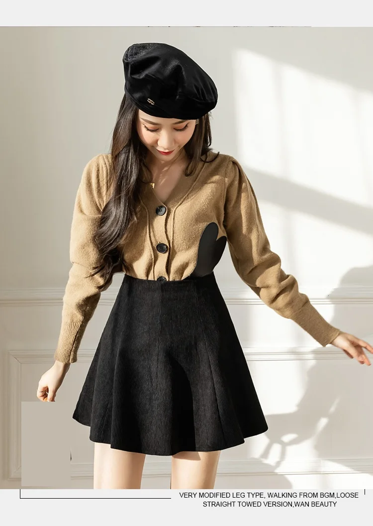 2021 Autumn Winter Vintage Mini Skirts Hight Waist A-line Women's Pleated Skirt Elegant Korean Fashion Corduroy Black Skirt pleated midi skirt