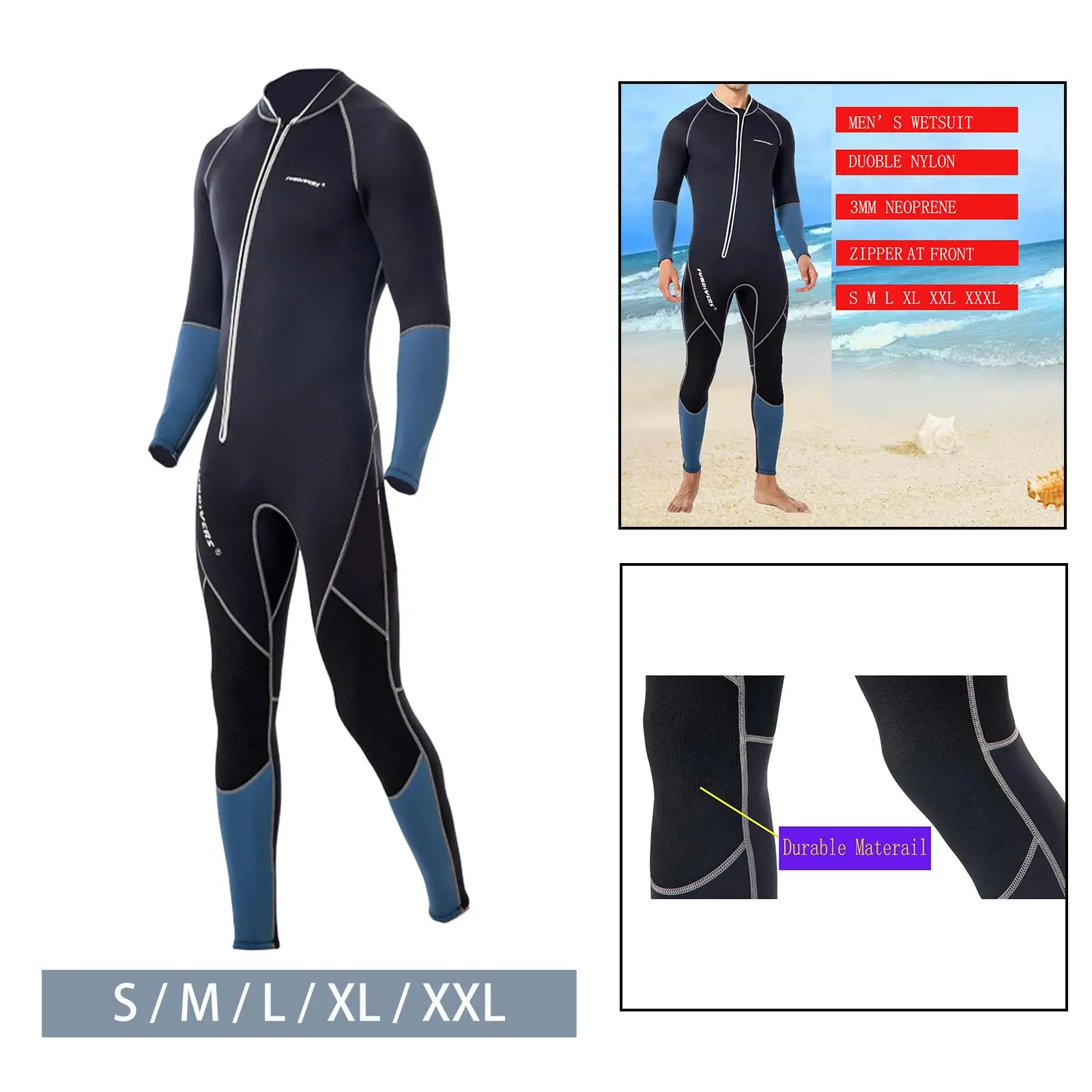 3mm Neoprene Wetsuit Stretch Scuba Diving Suit for Water Sports