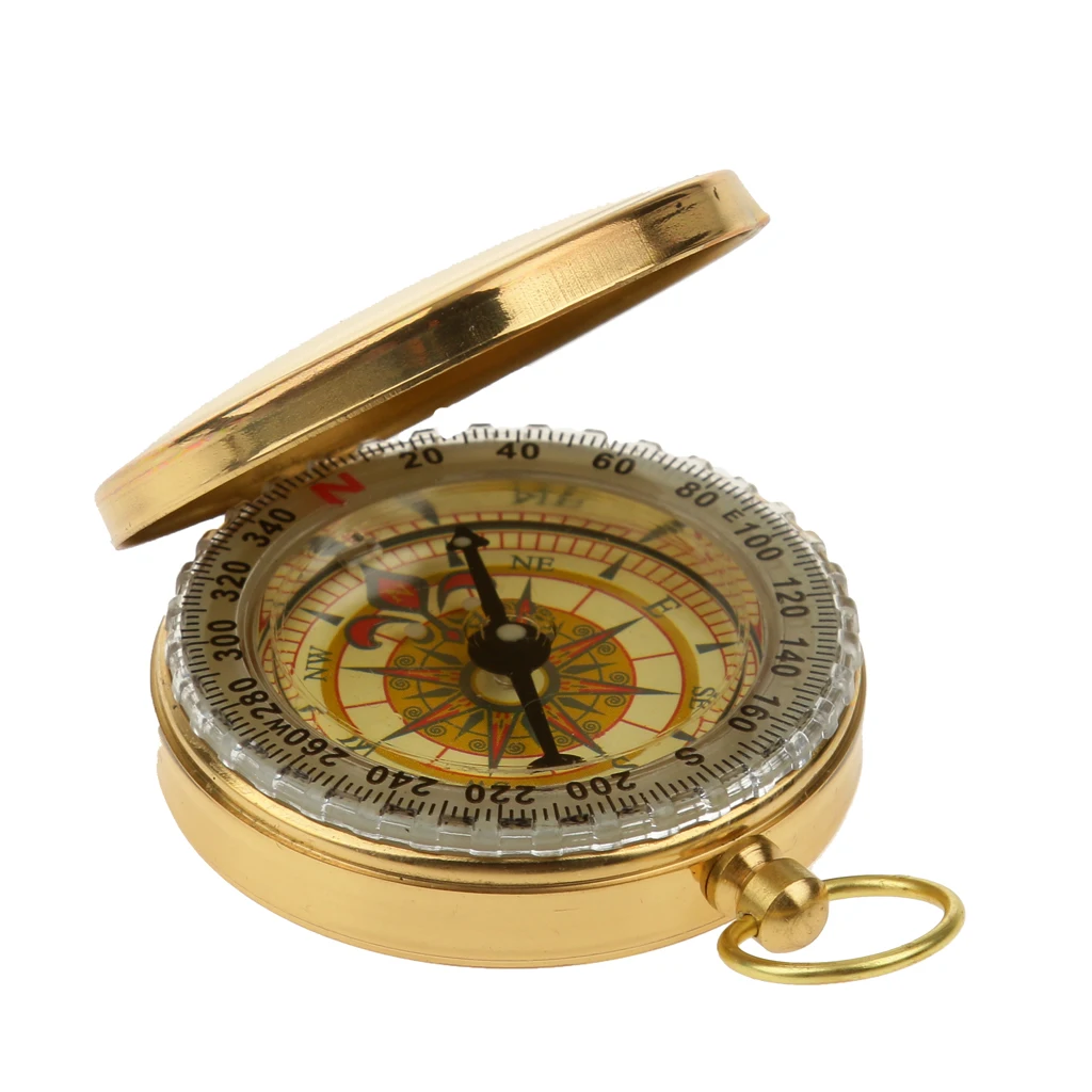 Vintage Charm Brass Pocket Compass for Keychain Cycling Cycle Hiking Camping Mountain-Climbing