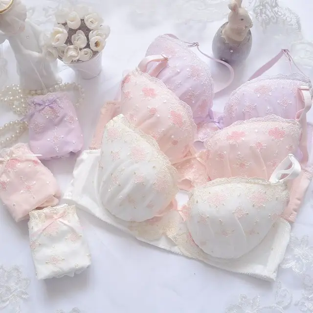 Lolita Girls Underwear Cute Bra & Panties Set Underwear Sleep Intimates  Sweet Kawaii Lace Comfortable Bra Set Lovely Lingerie - AliExpress