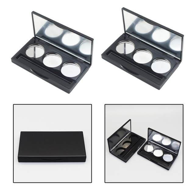 2 Pieces 3 Grid Empty Eyeshadow Box Round Aluminum Palette Pans Case For  Women Girls - Makeup Tool Kits - AliExpress