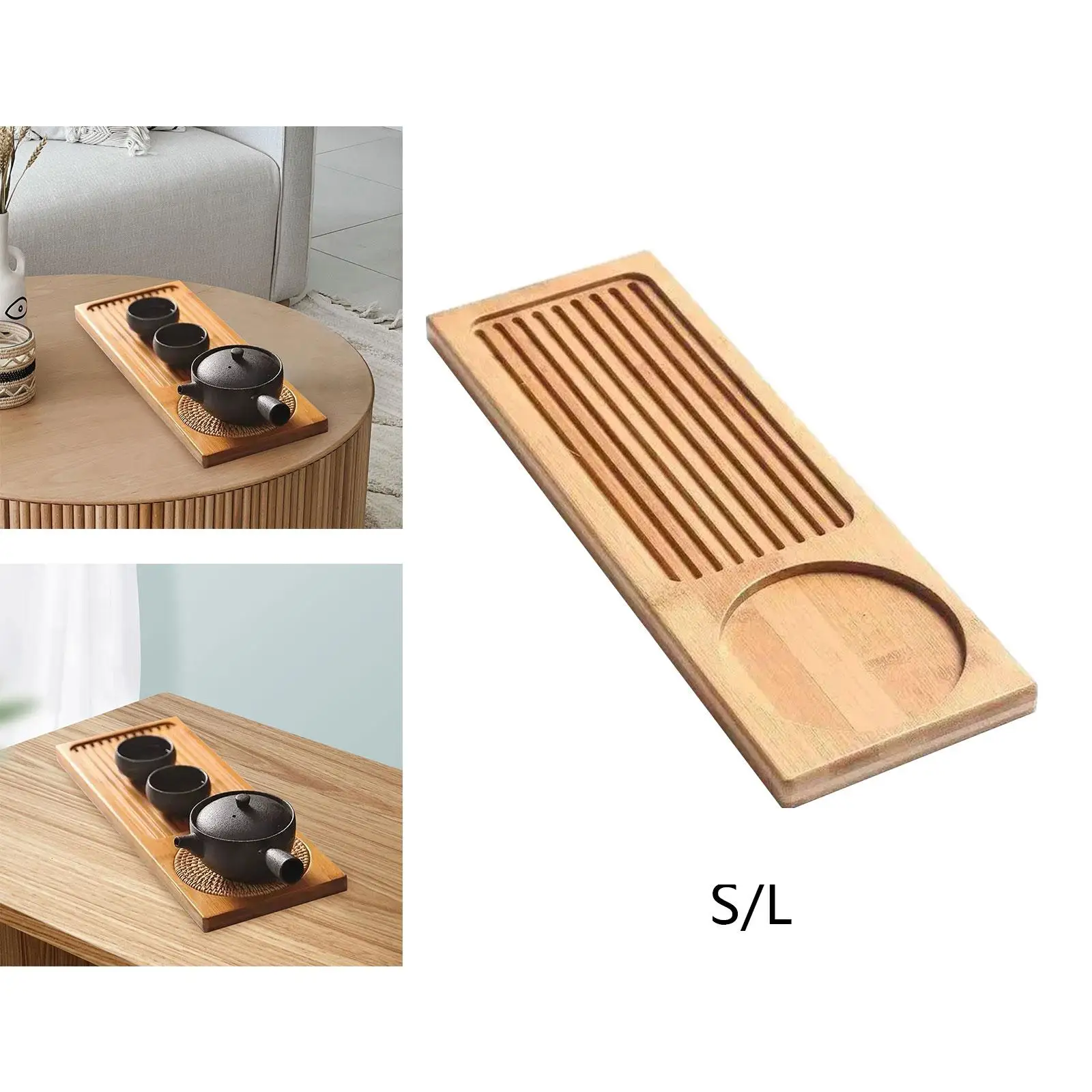 Bamboo Tea Tray Rustic Decoration Simple Easy to Clean for Tea Lover Tea Accessory Bamboo Chinese Tea Tray Tea Serving Tray