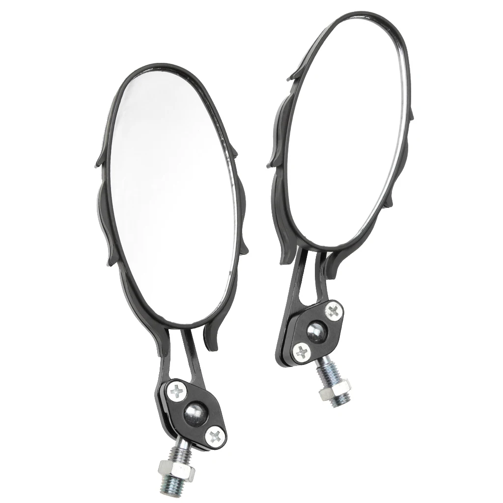 2pcs 10mm Motorcycle Motorbike Scooter Fire Shape Rear View Mirrors Side Mirrors