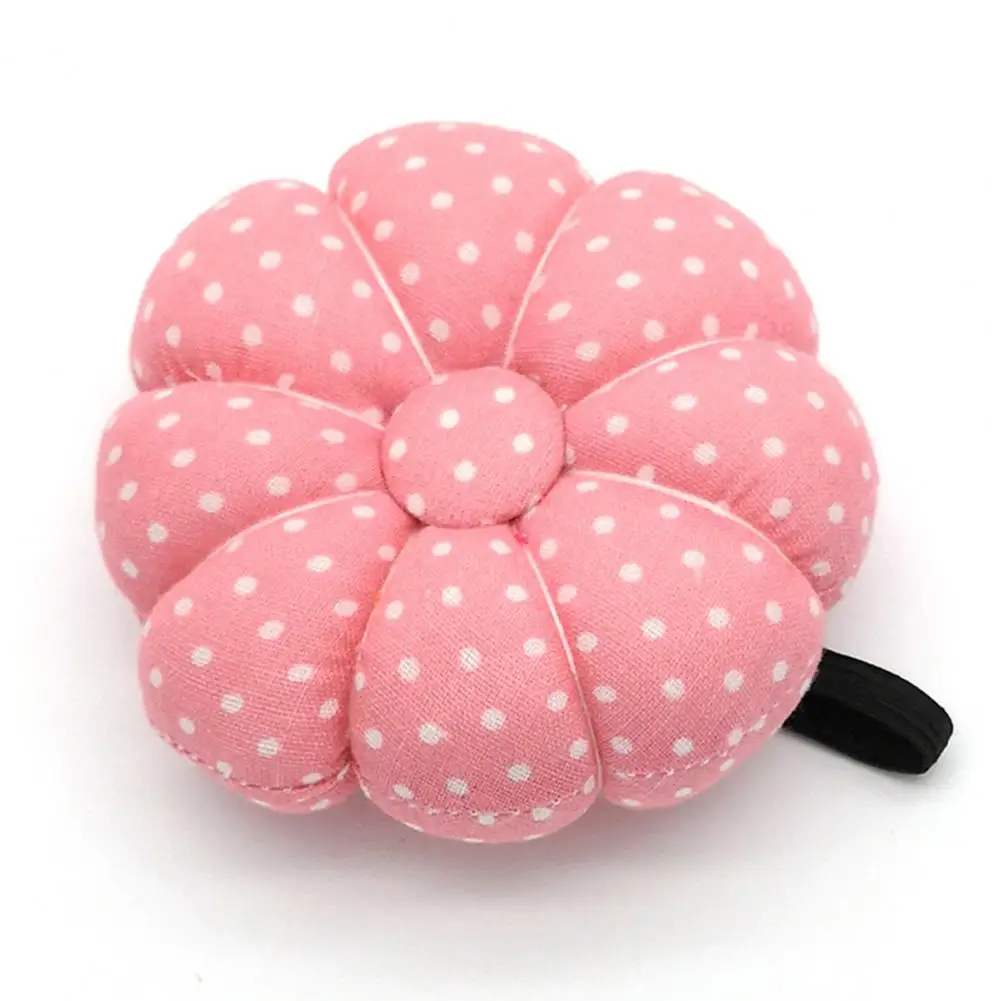 Greatangle Cute Cartoon Pumpkin Needle Sewing Pin Cushion Elastic Button Wrist Strap Holder for Home Tailors Safety Craft Tool pink 