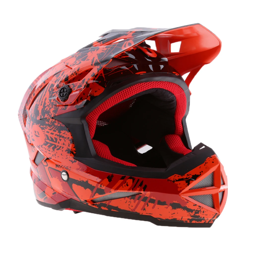 Orange Motorcycle Dirt Bike Riding Full Face Sports Helmet CE Approved - Size