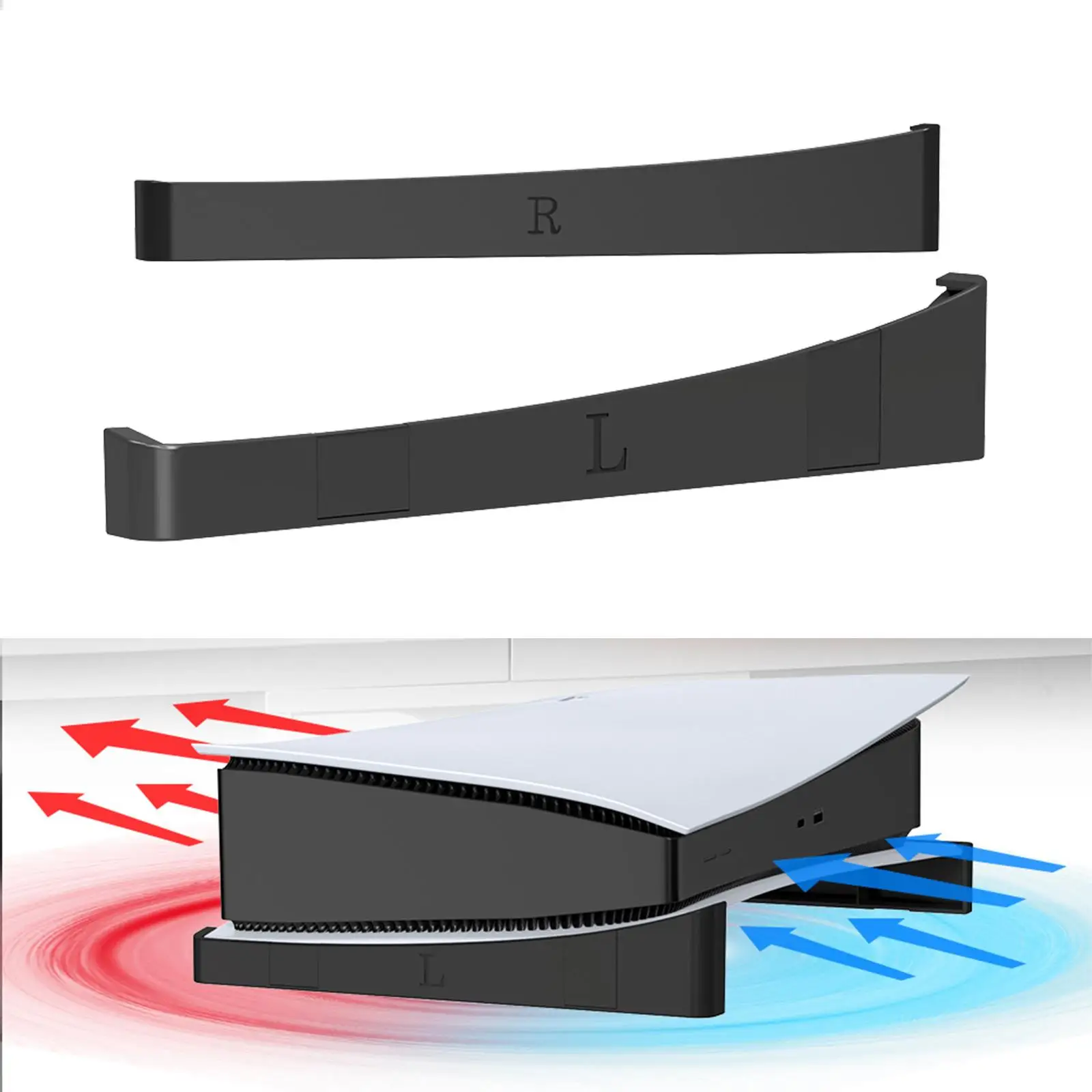 2 Pieces Storage Stand Stable Accs Portable Black Durable Horizontal Display for Game PS5 Base Console Host Optical Edition Desk