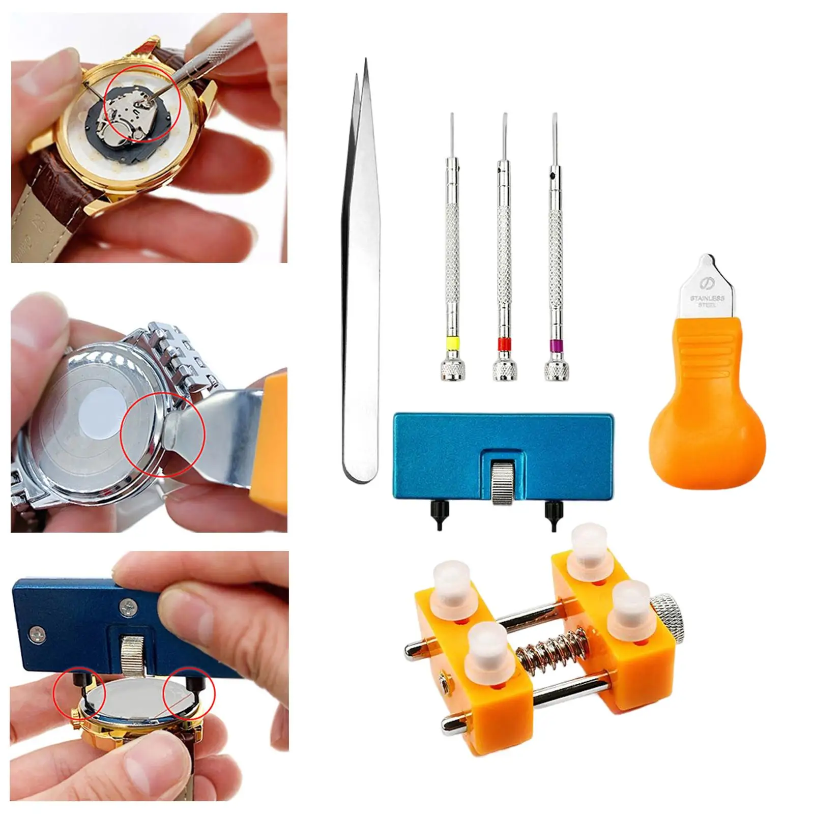 7Pcs Watch Battery Replacement Tool Kit Watch Bezel Opener for Watchmaker