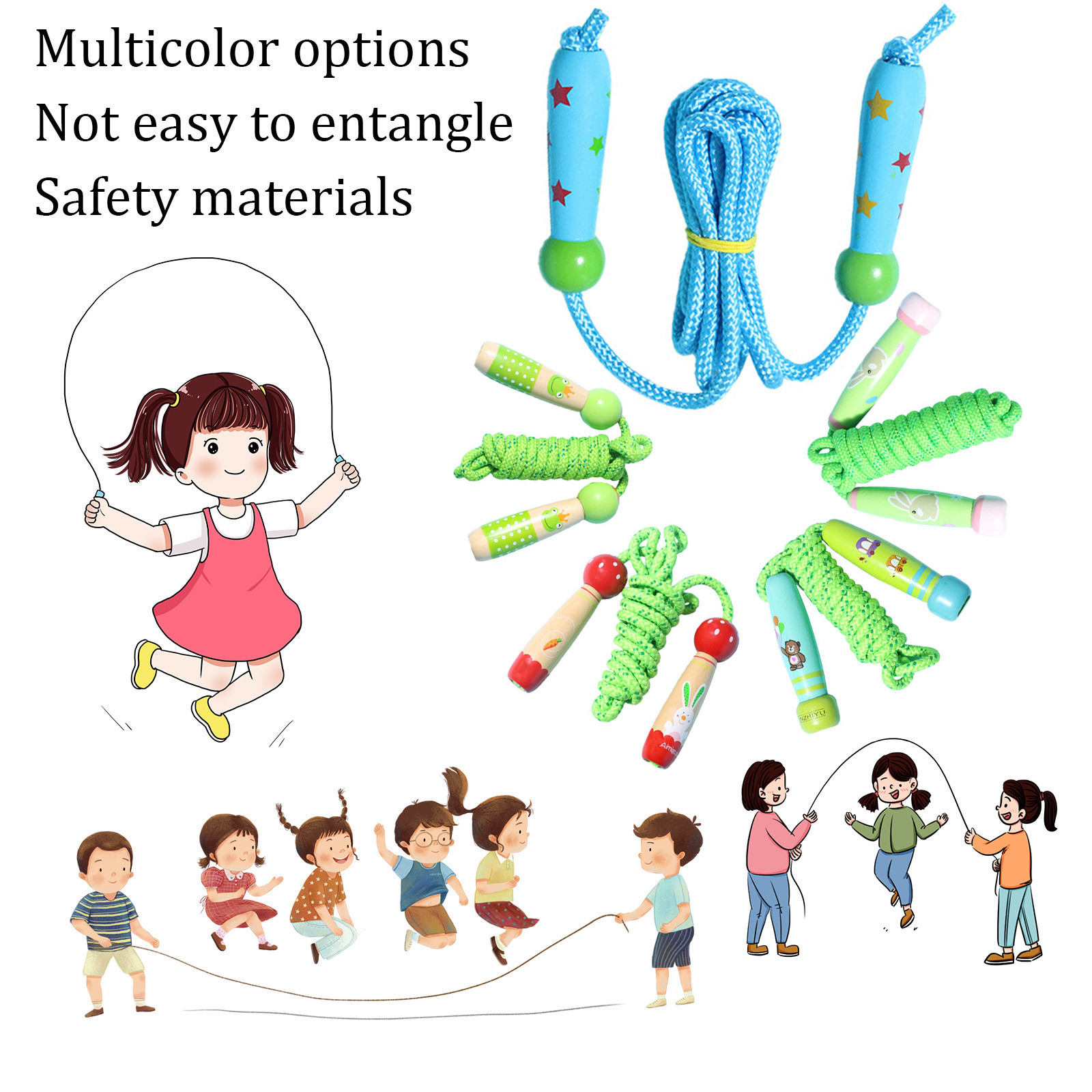 Детская скакалка регулируемая хлопковая плетеная Скакалка с деревянной  ручкой для мальчиков и девочек Веселая игрушка для фитнеса и тренировок |  AliExpress
