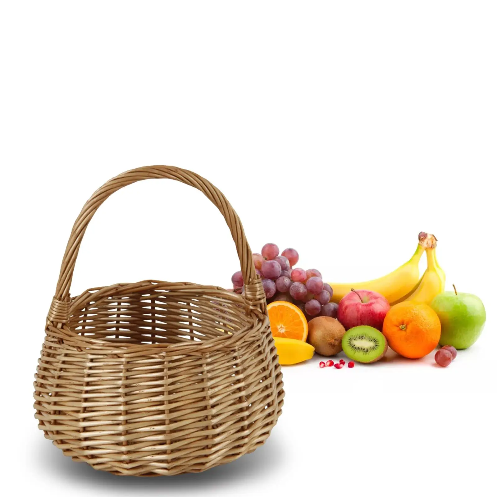 Wicker Storage Baskets Sturdy Multipurpose Shopping Basket Picking Basket Hand