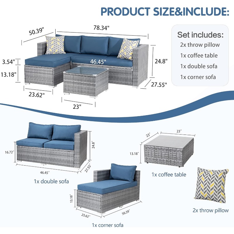 Title 3, Shintenchi Terrassenmöbel-Sets, 3-teilig, für d...