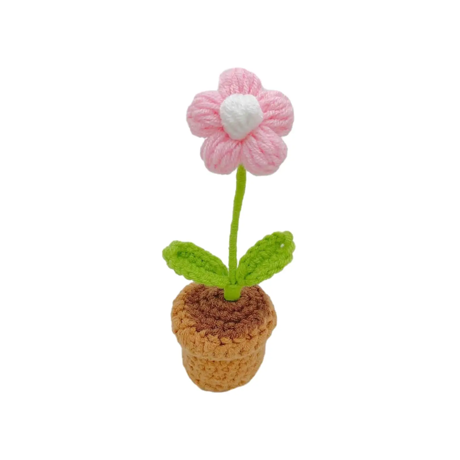 Handmade Crochet Flowers Home Table Decor Mini Crochet Potted Plant Ornaments