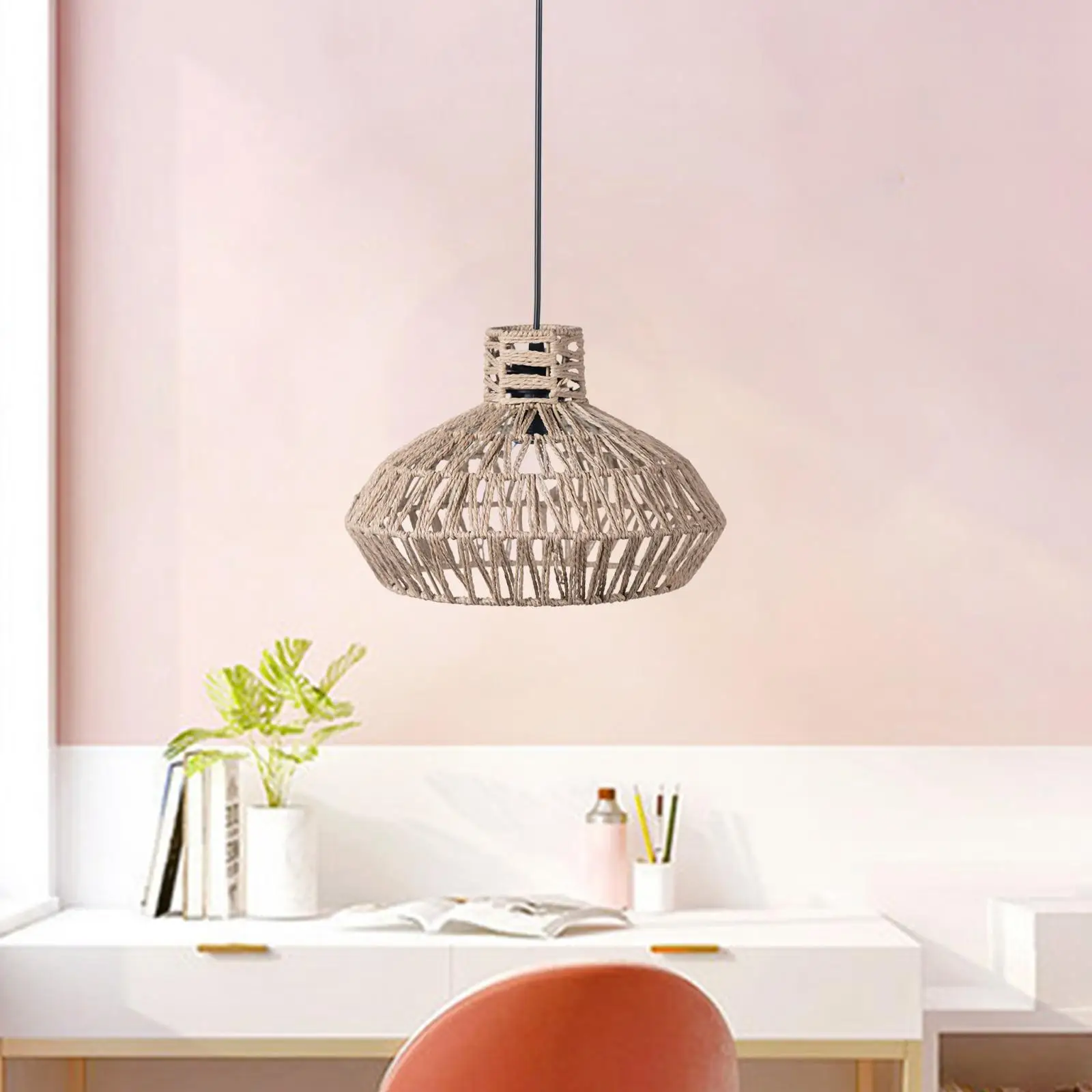 Hanging Lamp Shade Weave Rope Lampshade for Living Room Home Dining Table